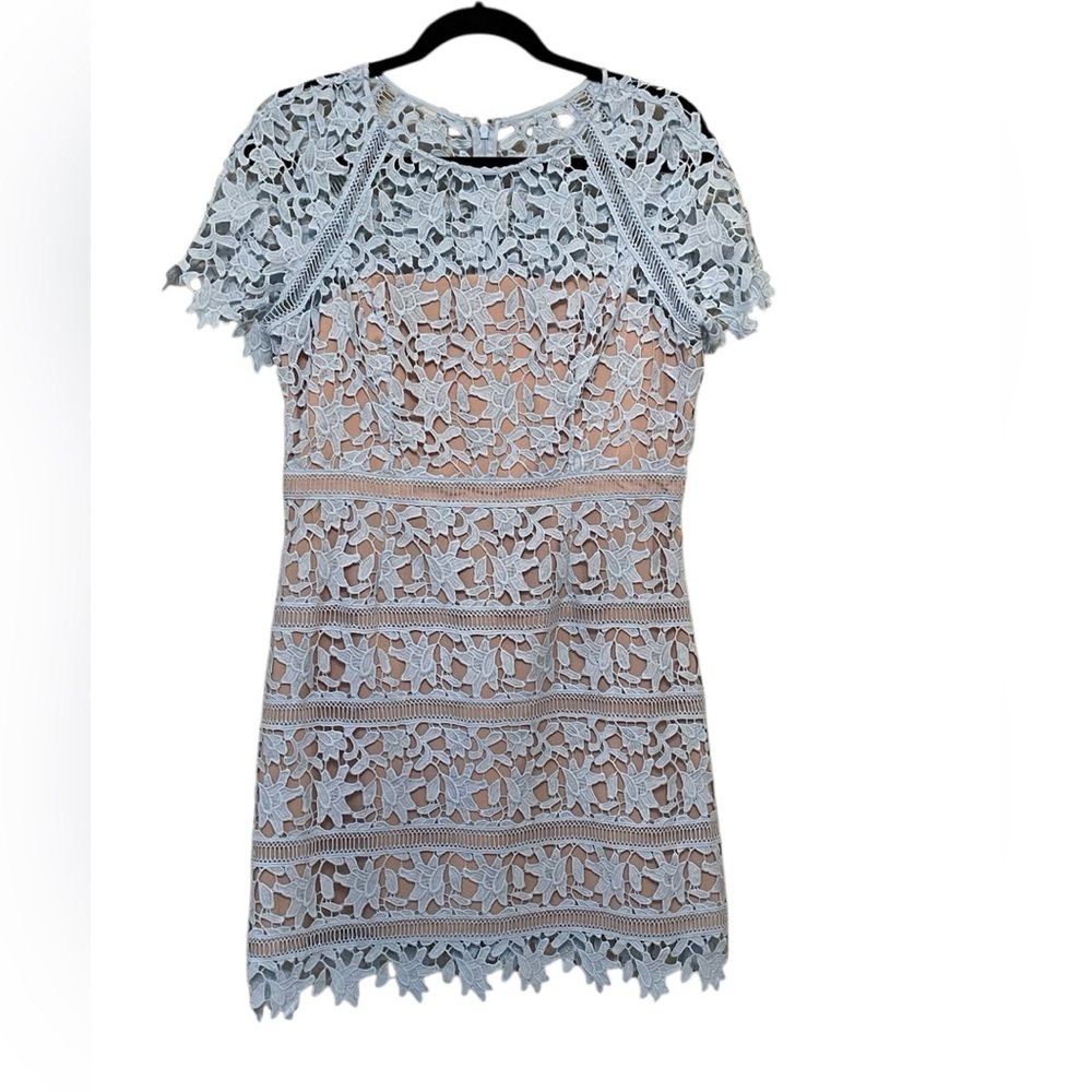 ELIZA J Light Blue Floral Lace Cocktail Party Dress Size 12P